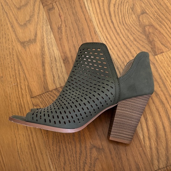 Restricted Olive Cutout Heeled Boots - Picture 2 of 3